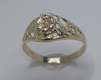 Flower Ring, Yellow Gold Ring, Women Gold Ring, Ring for Her, Women Ring, 10k Gold Ring, Birthday Gift for Her, Gold Flower Ring, Gold Rings