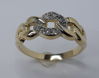 10k Yellow Gold Diamond Ring, Antique Style