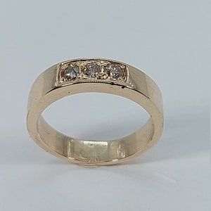 3 Stone Ring, Diamond Ring, Three Stone Ring, Women Diamond Ring,  Free Shipping, Yellow Gold Ring, Diamond and Gold Ring, Champagne Diamond