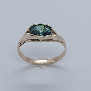 Emerald Zirconia Ring, Yellow Gold Ring, Ring for Her, May Birthstone, Women Yellow Gold, 10k Yellow Gold Ring, Women Ring, Green Stone