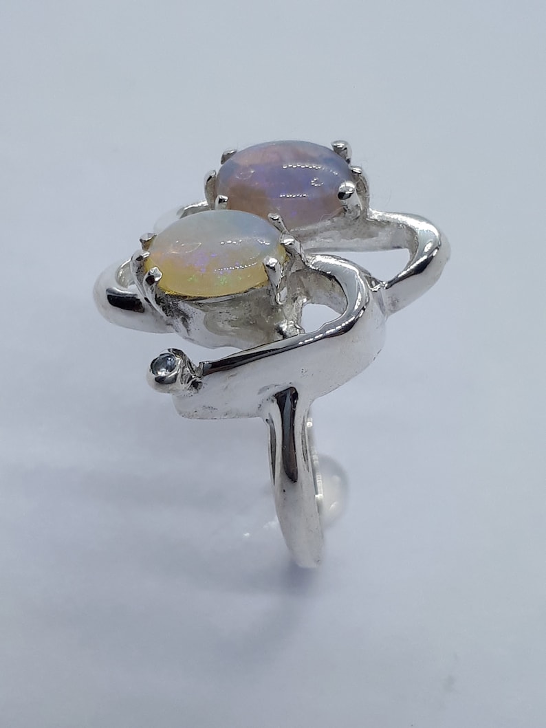 Aquamarine Aquamarine Silver Rings Opal Silver Ring Opal and Silver Opal Jewelry Silver Ring Christmas Gift Free Shipping Opal Rings