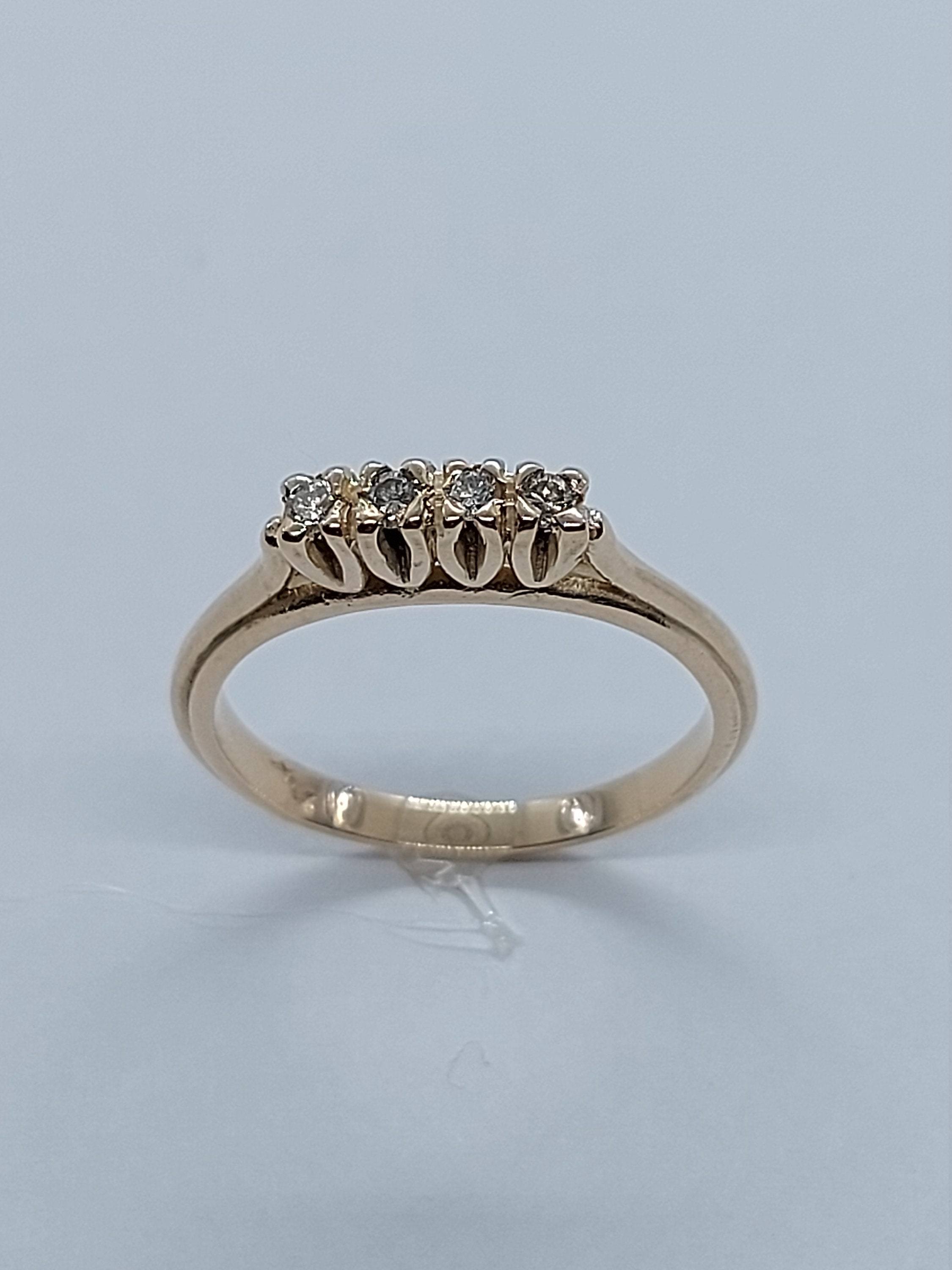 10k Yellow Gold Diamond Wedding Ring, Dainty Anniversary Band - Etsy