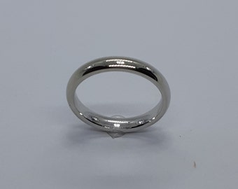 Alliance pour homme en or blanc 10 carats faite main, 3 mm