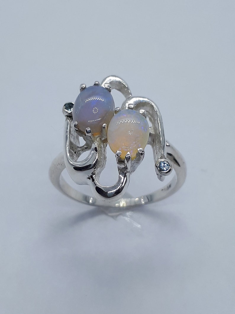 Aquamarine Aquamarine Silver Rings Opal Silver Ring Opal and Silver Opal Jewelry Silver Ring Christmas Gift Free Shipping Opal Rings
