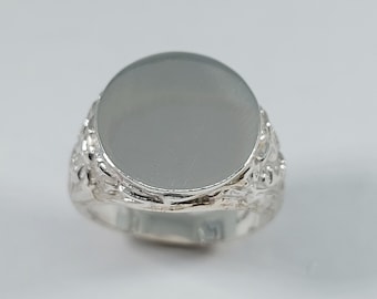 Sterling Silver Signet Ring: Unisex Initial Ring, Engravable