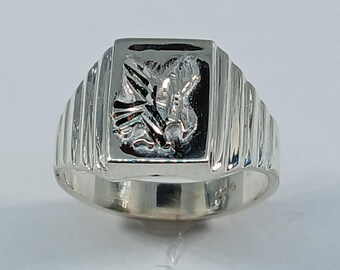 Adler Siegelring: Massiv 925 Sterling Silber, Initialen Option