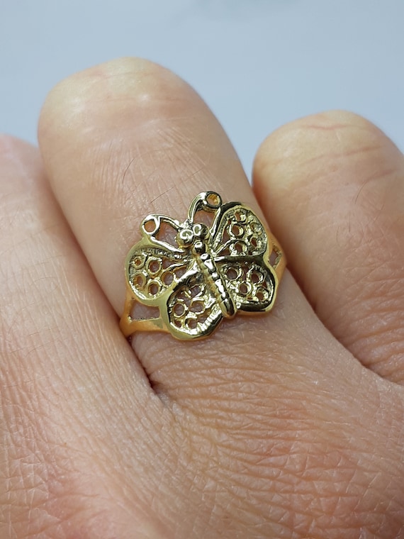 Anillo de mariposa oro amarillo envio gratis oro amarillo de 10 k oro amarillo para mujer anillos de oro amarillo oro amarillo solido anillos de mariposa Etsy Espana