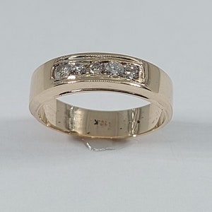 Fede nuziale maschile, Fede nuziale maschile, Anello di diamanti da uomo, Oro giallo da uomo, Anello di diamanti, Anello anniversario per lui, Anelli di diamanti, Oro 10k