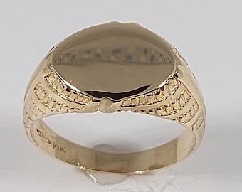 シグネットリング アンティーク ヴィンテージ 10k イニシャル モノグラム指輪 英国イギリス製ヴィンテージイニシャルRモノグラム彫刻印台シグネット