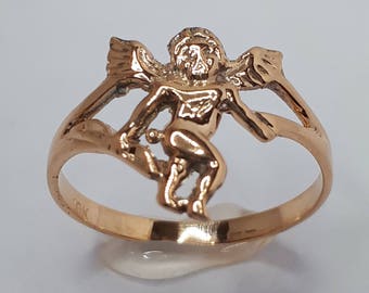 10K Rose Gold Engel Ring, Amor Schmuck