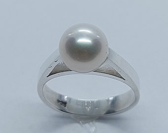 Pearl Ring, Silver Ring, Pearl Silver Ring, Authentic Pearl, White Pearl, Free Shipping, Silver Pearl Ring, Mother Day Gift, Unique Ring