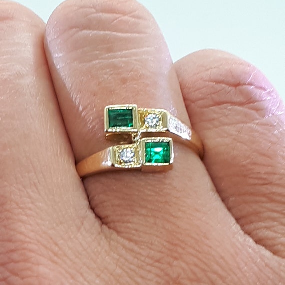 Anello smeraldo Anello di diamanti Anello di smeraldo e | Etsy Italia
