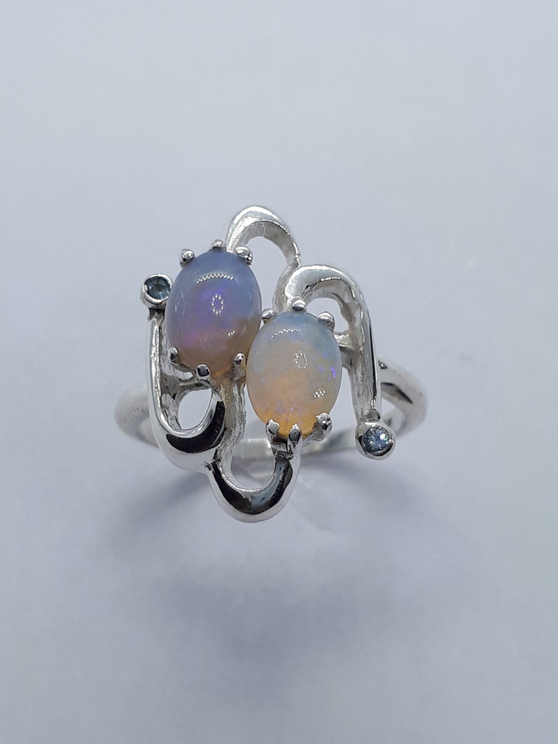 Aquamarine Aquamarine Silver Rings Opal Silver Ring Opal and Silver Opal Jewelry Silver Ring Christmas Gift Free Shipping Opal Rings