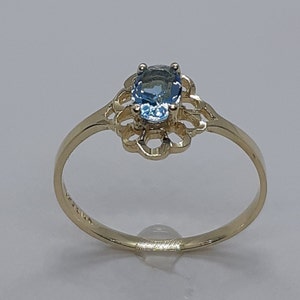 Blue Topaz Ring, 10k Yellow Gold, Free Shipping, Blue Topaz Gold, December Birthstone, Blue Color Ring, Christmas Gift, Solid Gold Ring