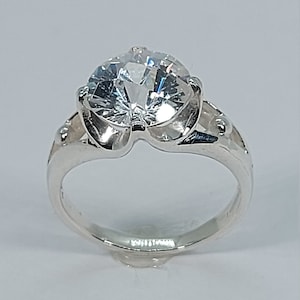 White Stone Silver Ring, White Zircons Ring, April Birthstone, Silver Ring Women, Silver Ring, White Zircon Ring, Free Shipping,