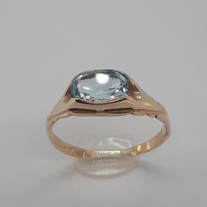 Aquamarine Ring, Aquamarine Zirconia, Aquamarine, Free Shipping, Aquamarine Zirconia, Gold, March Birthstone, 10k Yellow Gold Ring