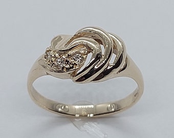 Yellow Gold Ring, Diamond Ring, Women Diamond Ring, Free Shipping, 10k Yellow Gold Ring, Diamond and Gold Ring, Mother Day Gift, Diamonds