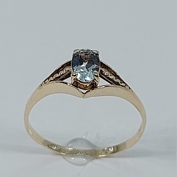 Aquamarine Ring, 10k Yellow Gold, Ring Aquamarine, Aquamarine Rings, Thin Ring, Aquamarine Gold, March Birthstone, Yellow Gold Ring