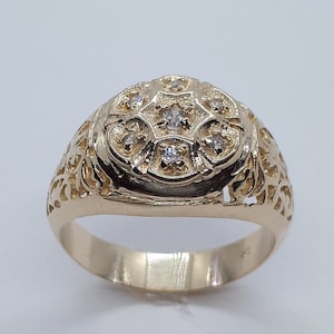 Men Diamond Ring, Men Yellow Gold Ring, Men Gold Ring, Solid Gold Ring, Men Gold Ring, Ring for Him, Men Gold Ring, 10k Yellow Gold