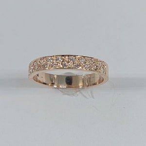 Anillo de moissanita de oro rosa de 10 quilates: banda hecha a mano, talla 6.5