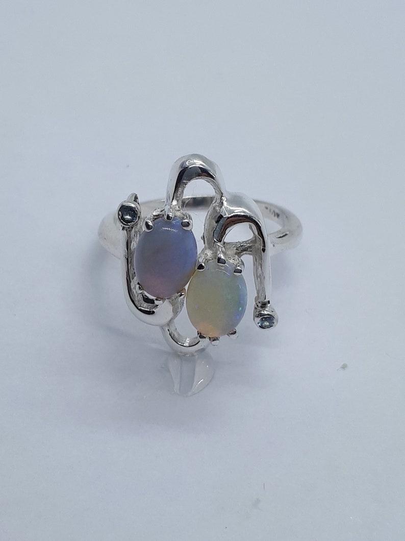 Aquamarine Aquamarine Silver Rings Opal Silver Ring Opal and Silver Opal Jewelry Silver Ring Christmas Gift Free Shipping Opal Rings