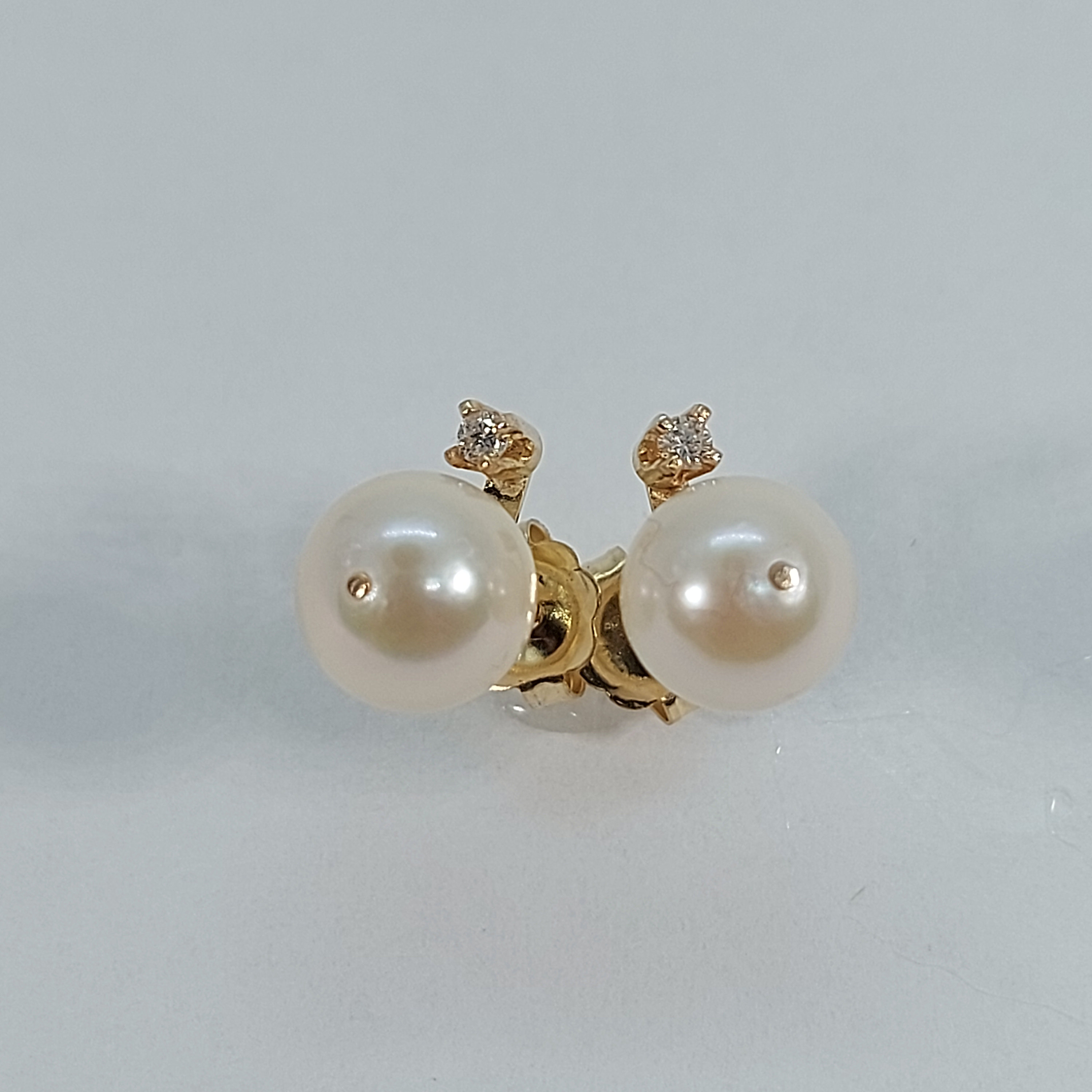[LLOYD] 10K Gold☆Heart Pearl S Earrings VINTAGE BEAUTIFUL 10K YELLOW GOLD K10 PEARL HEART SHAPED