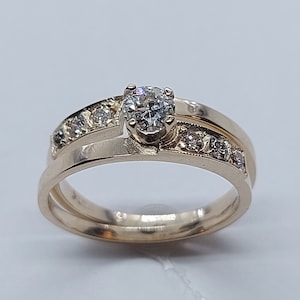 Wedding Ring Set, Bridal Sets, Diamond Ring Set, 10K Yellow Gold, Ring Set, Engagement Ring, Wedding Ring, Free Shipping, Anniversary Ring