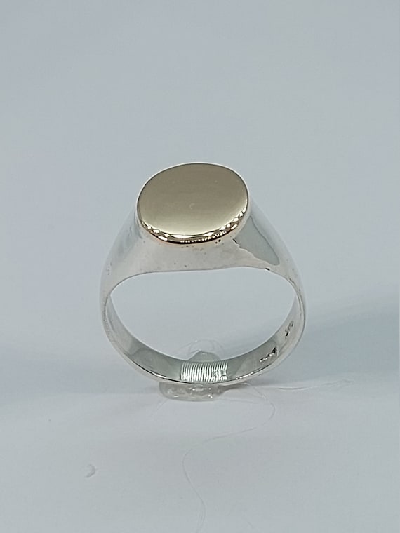 Chevaliere homme chevaliere bague en argent et or bague initiales bague personnalisee chevaliere pour lui or jaune 10 carats argent 925 Etsy France