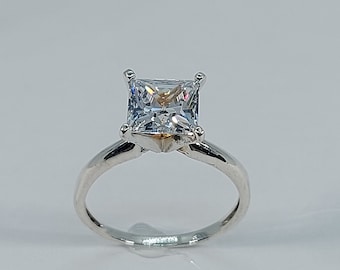 Sterling Silver Solitaire Engagement Ring: 7mm Cubic Zirconia