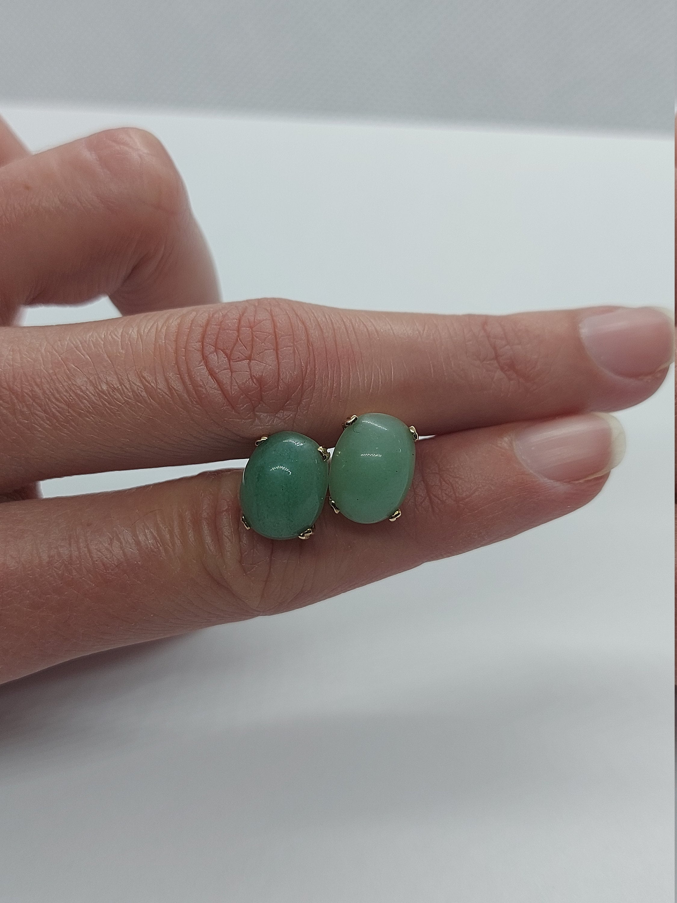 Jade Earrings Jade Stud Earring Stud Earrings 10k Yellow Etsy