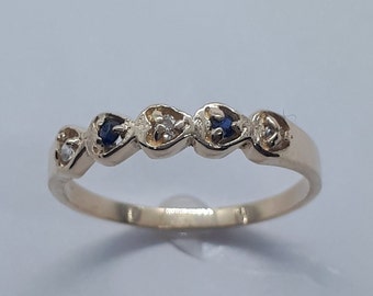 Sapphire Ring, Christmas Gift, Blue Sapphire Ring, Diamond Ring, September Birthstone, 10K Yellow Gold, Sapphire Ring, Free Shipping