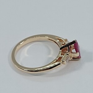 14k Yellow Gold Ruby Ring with Baguette Diamonds image 8