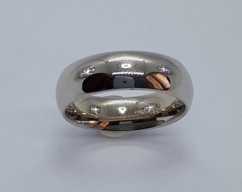 Alliance pour homme en or blanc 10 carats faite main, 6 mm