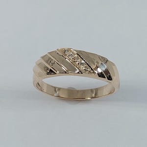 Fede nuziale da uomo, fede nuziale da uomo, anello da uomo con diamanti, oro giallo da uomo, anello con diamanti, anello di anniversario per lui, anelli con diamanti, oro 10k