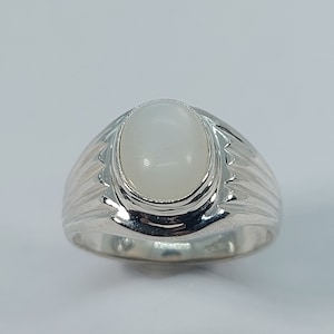Anillo de piedra lunar, anillo de hombre, anillos de plata de piedra lunar, anillo de plata, piedra lunar y plata, joyería de piedra lunar, plata de ley 925, plata maciza