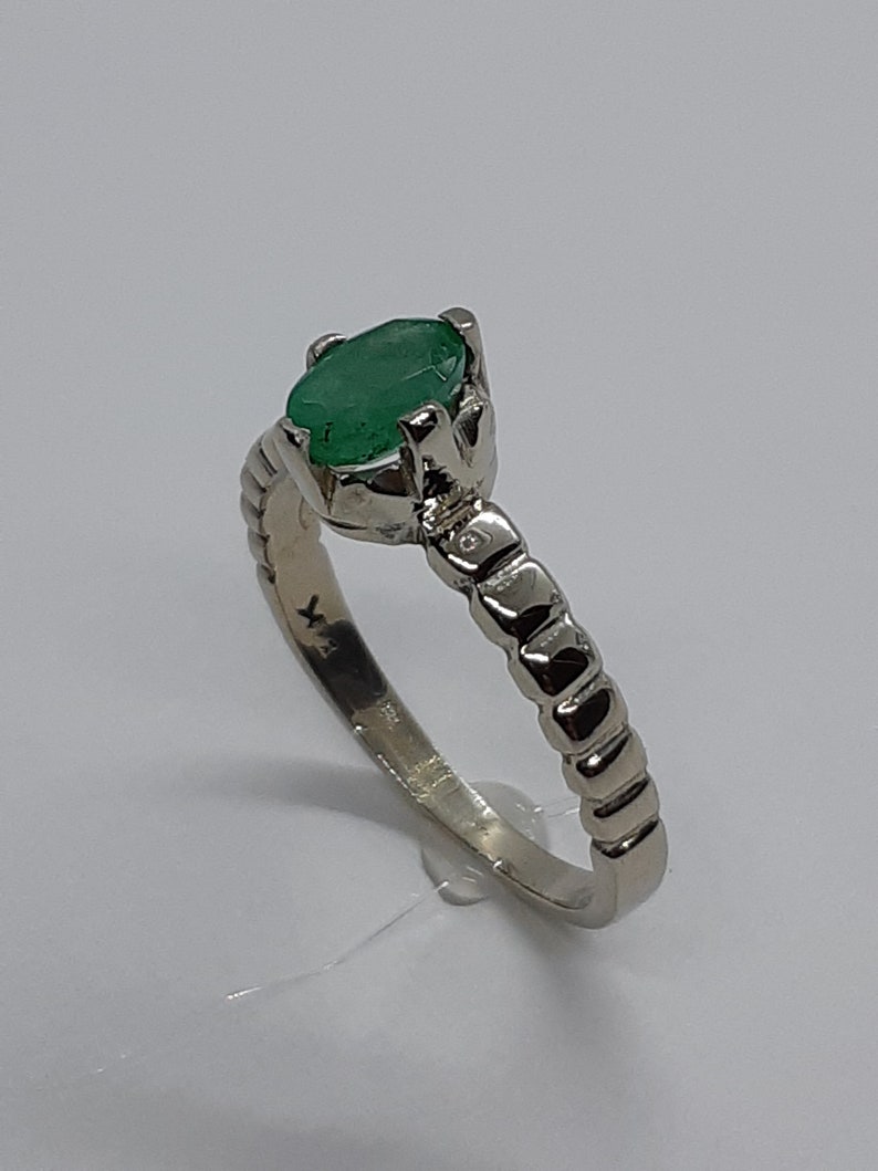 Birthday Gift Emerald Ring Natural Emerald Ring May Birthstone Authentic Emerald Emerald Jewelry 10k White Gold Ring Ring for Her
