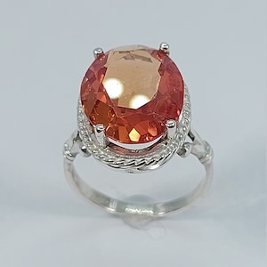 Women Silver Ring, Citrine  Ring, Orange Stone, Women  Rings, Vintage Ring, Ring for Her, Authentic Stone, 925 Sterling Silver, Citrine