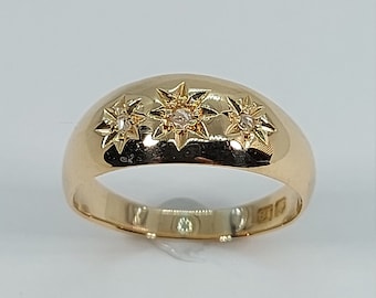 10k Gelbgold Diamant Ring, Handgefertigter Ring für Frauen