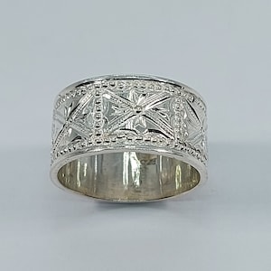 Silver Band, Hand Engraved Band, Engraved Silver Band, Unisex Silver Band, Band Silver, Women Silver Band, Men Silver Band, 925 Silver