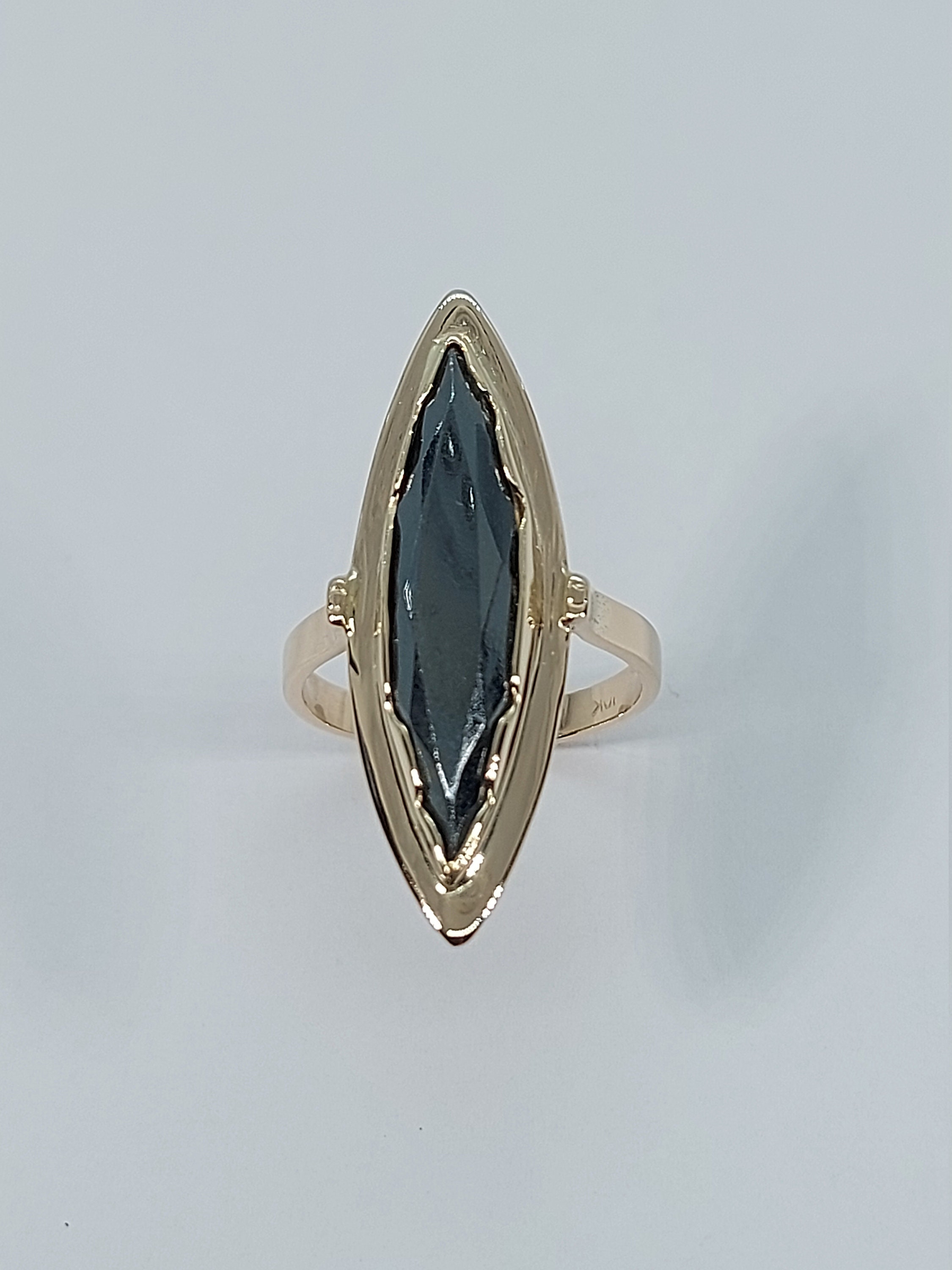 Marquise Ring Hematite Ring Women Hematite Ring 10k Yellow Gold