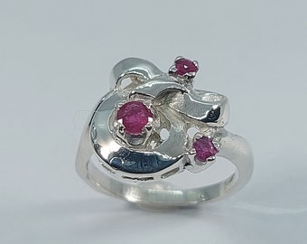 Sterling Silver Ruby Ring - July Birthstone - Size 5.5