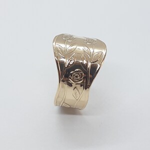 Handmade 10K Yellow Gold Spoon Ring, Floral Design - Etsy