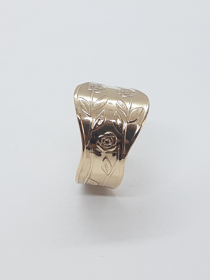 Handmade 10K Yellow Gold Spoon Ring, Floral Design - Etsy