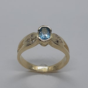 Blue Topaz Ring, Gold Ring, Diamond Ring, Free Shipping, Blue Topaz Gold, December Birthstone, Blue Topaz Stone, 10k Yellow Gold, Topaz