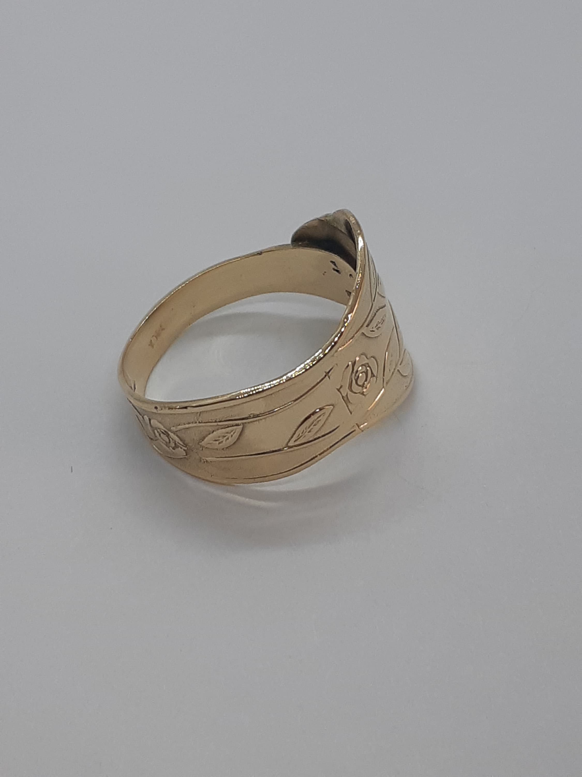 Handmade 10K Yellow Gold Spoon Ring, Floral Design - Etsy