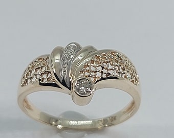 10k Gelbgold Diamant Ring - Handgemachte Größe 7