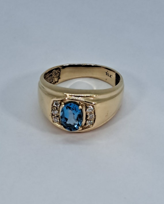 Blue Topaz Ring, Blue Stone Rings, Yellow Gold Ring, Topaz
