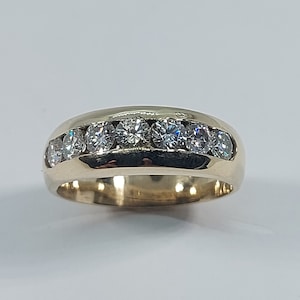 Handmade 10K Yellow Gold Moissanite Ring - Men&#39;s Wedding Band