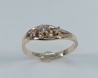 10k Yellow Gold Diamond Ring: Antique Style, Size 5 1/2