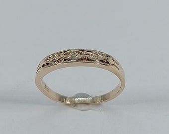 10k Gelbgold Diamant Ring: Band im antiken Stil, Größe 7